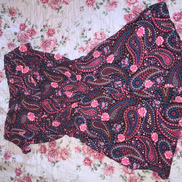 ROMEO + JULIET ROMPER Pink Black Paisley Strapless Shorts New NEW Medium M USA - Picture 9 of 12
